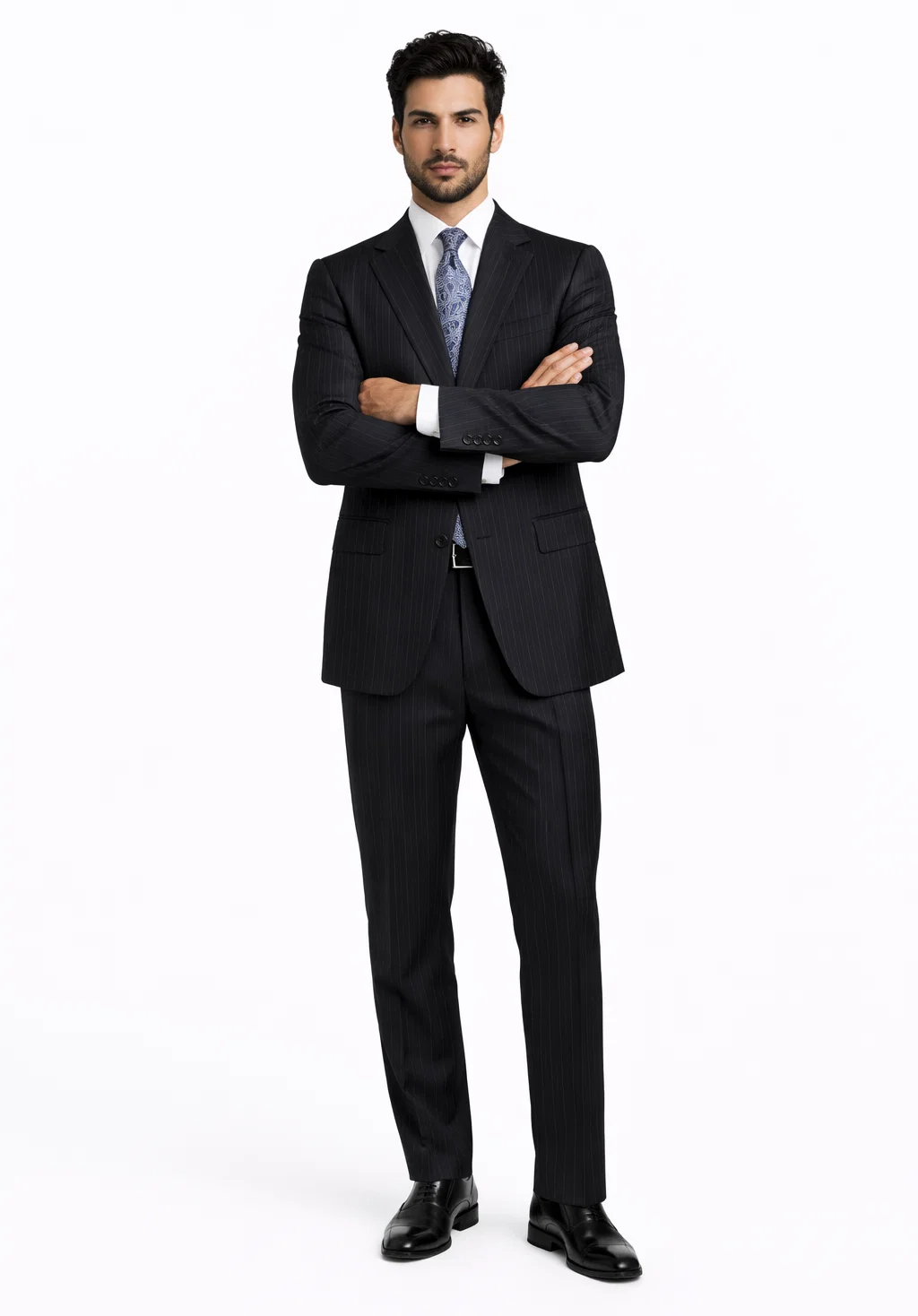 Athletic Cut Classic Suits Men's suit  Classic Relax Fit Pleated Pants 19 Inch Bottom Charcoal - Image 5