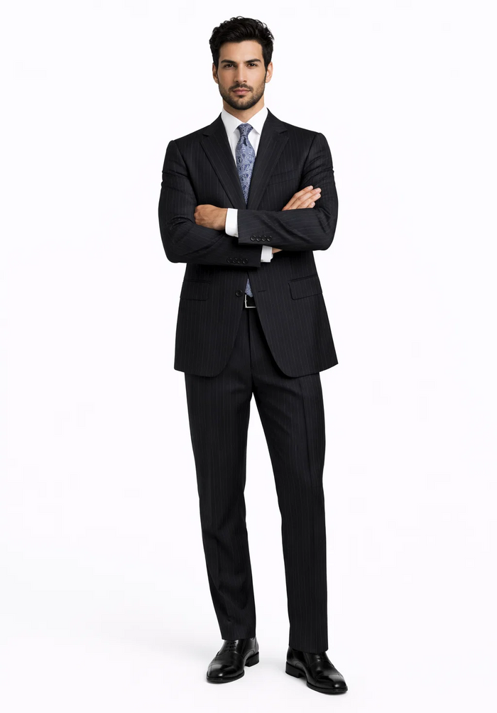 Athletic Cut Classic Suits Men's suit  Classic Relax Fit Pleated Pants 19 Inch Bottom Charcoal - Image 5