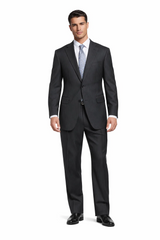 Athletic Cut Classic Suits Men's suit  Classic Relax Fit Pleated Pants 19 Inch Bottom Charcoal