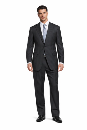 Athletic Cut Classic Suits Men's suit  Classic Relax Fit Pleated Pants 19 Inch Bottom Charcoal
