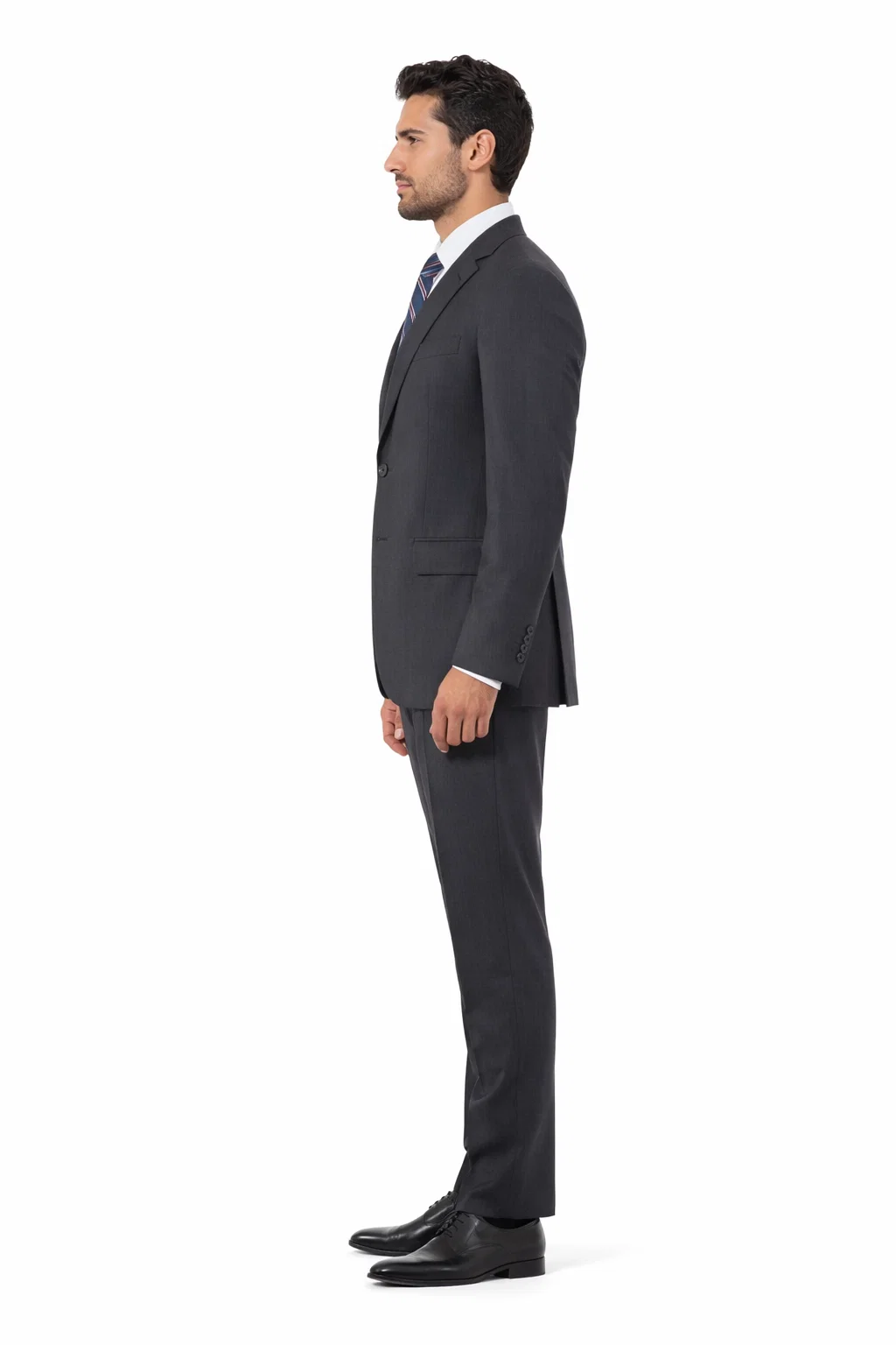 Athletic Cut Classic Suits Men's suit  Classic Relax Fit Pleated Pants 19 Inch Bottom Grey - Image 3
