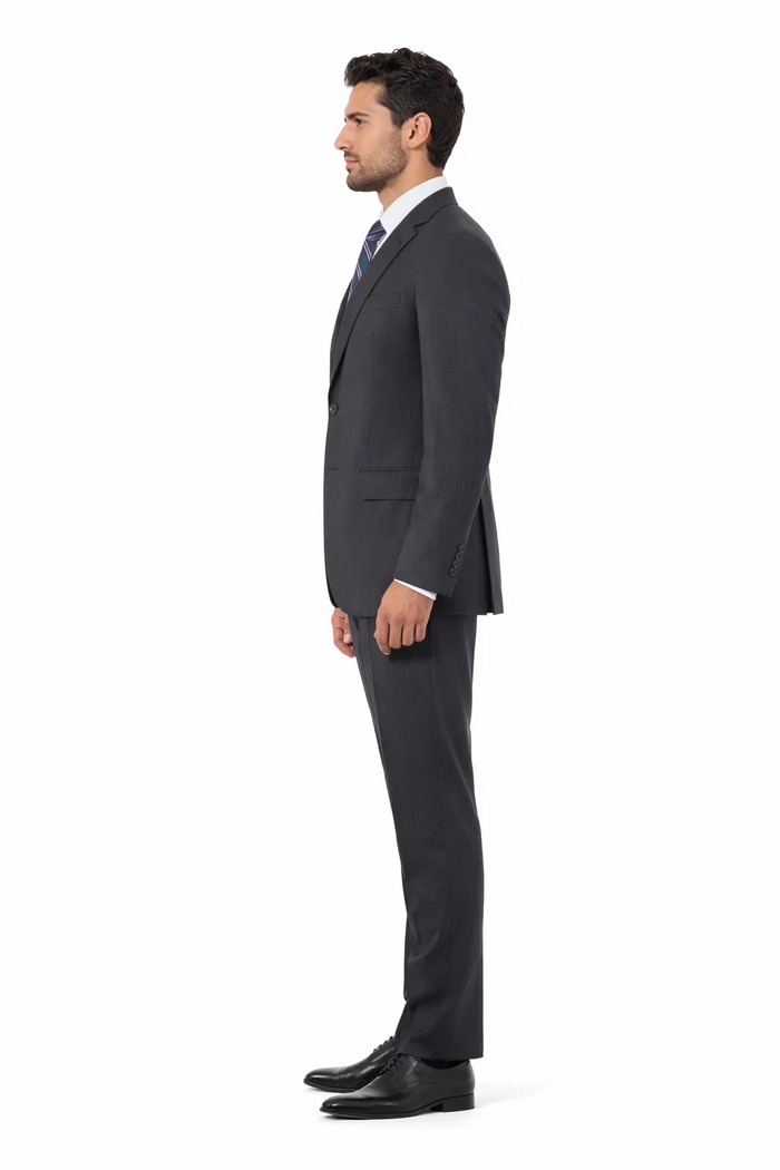 Athletic Cut Classic Suits Men's suit  Classic Relax Fit Pleated Pants 19 Inch Bottom Grey - Image 3