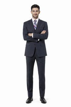 Athletic Cut Classic Suits Men's suit  Classic Relax Fit Pleated Pants 19 Inch Bottom Grey - Image 5