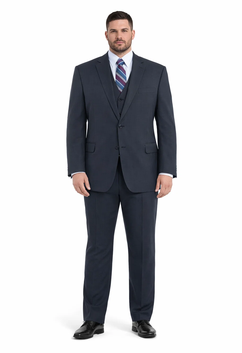 Athletic Cut Classic Suits Men's suit  Classic Relax Fit Pleated Pants 19 Inch Bottom Grey - Image 8