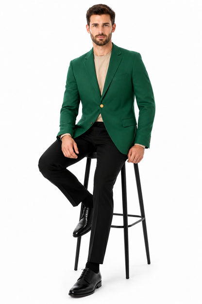Augusta Green Blazer Men'S Classic Brass Buttons Blazer Sport Jacket