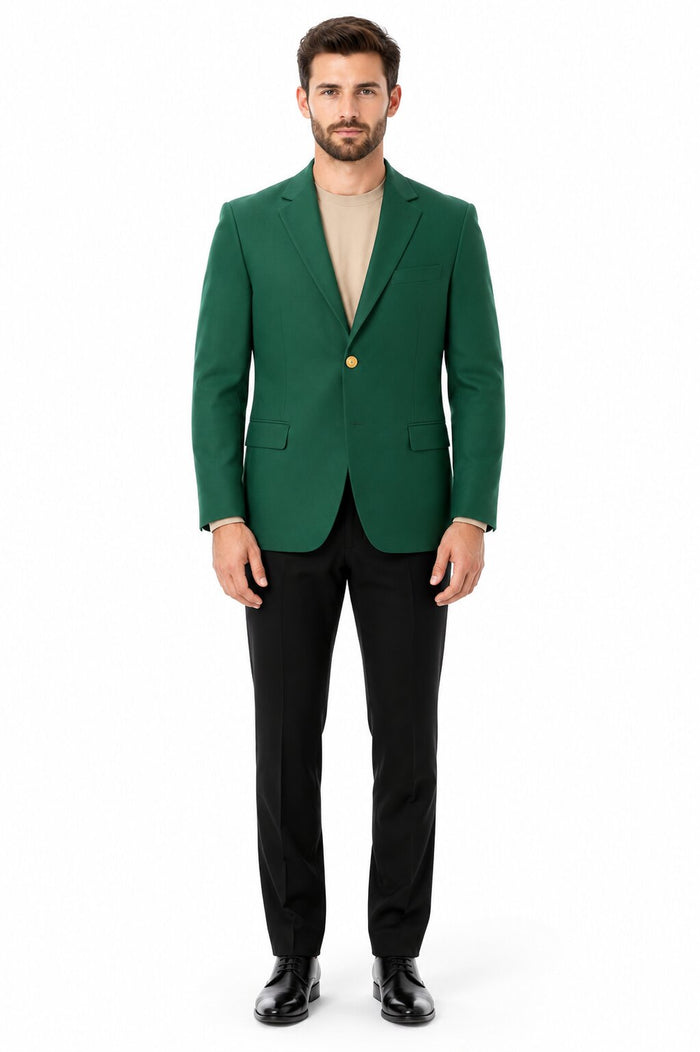 Augusta Green Blazer Men'S Classic Brass Buttons Blazer Sport Jacket