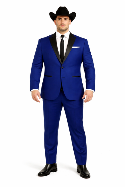 Authentic Braveman Men's Two Button Solid Blue Suit Regular Fit Modern Fit