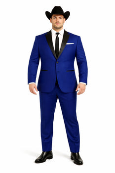 Authentic Braveman Men's Two Button Solid Blue Suit Regular Fit