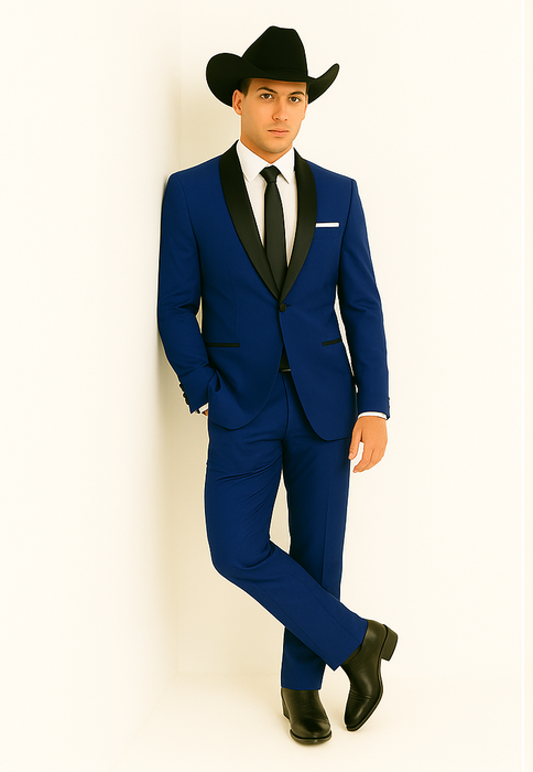 Authentic Braveman Men's Two Button Solid Blue Suit Regular Fit