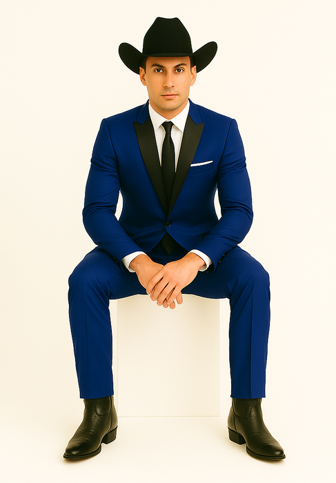 Authentic Braveman Men's Two Button Solid Blue Suit Regular Fit