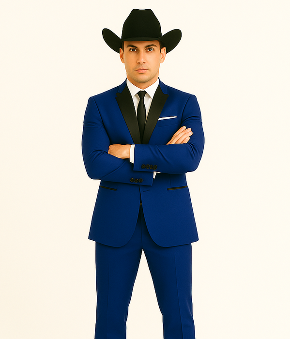 Authentic Braveman Men's Two Button Solid Blue Suit Regular Fit