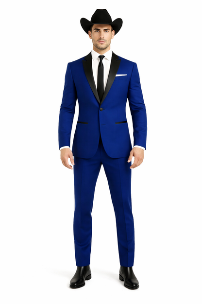 Authentic Braveman Men's Two Button Solid Blue Suit Regular Fit Modern Fit