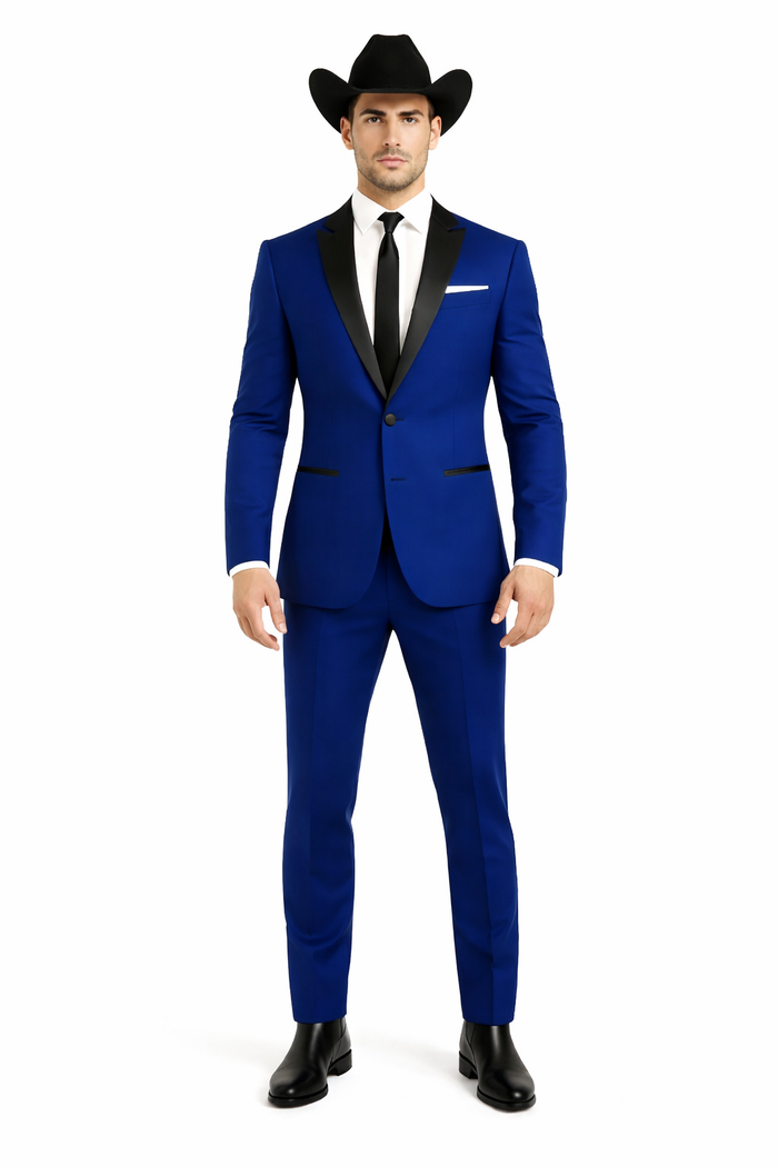 Authentic Braveman Men's Two Button Solid Blue Suit Regular Fit Modern Fit