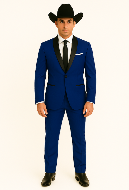 Authentic Braveman Men's Two Button Solid Blue Suit Regular Fit