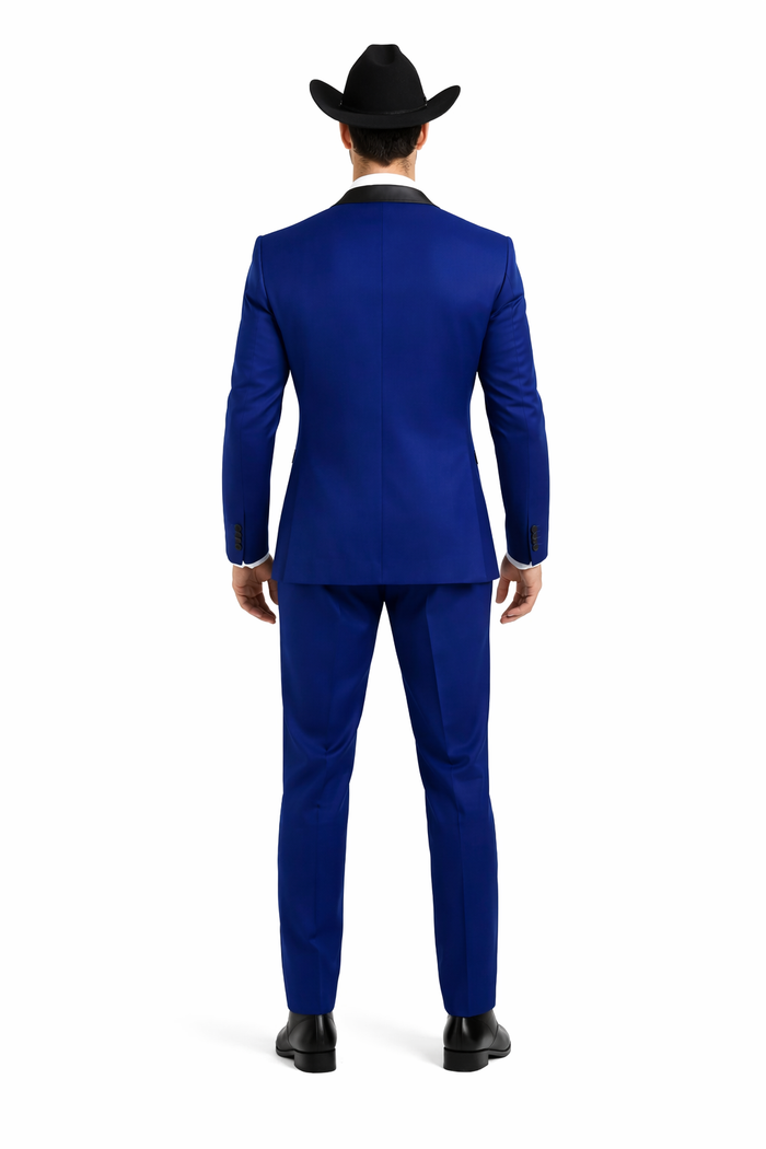 Authentic Braveman Men's Two Button Solid Blue Suit Regular Fit Modern Fit