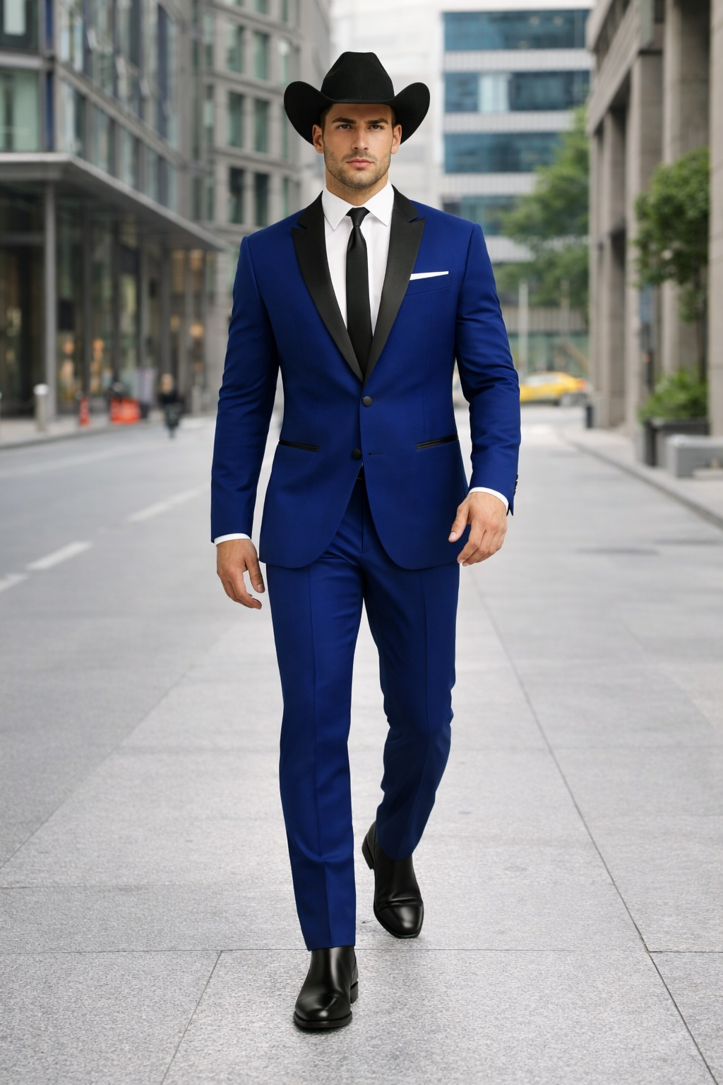 Authentic Braveman Men's Two Button Solid Blue Suit Regular Fit Modern Fit