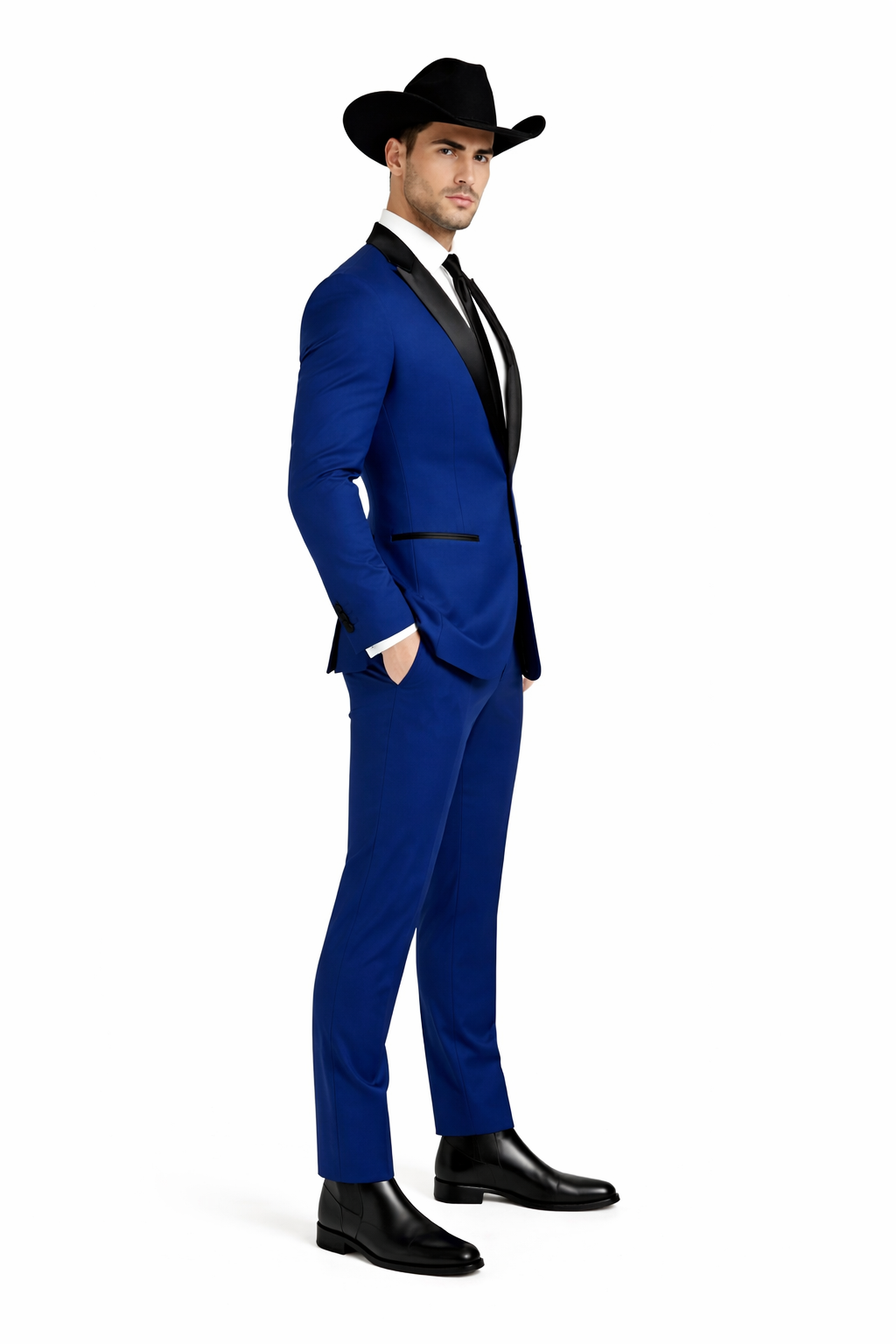 Authentic Braveman Men's Two Button Solid Blue Suit Regular Fit Modern Fit