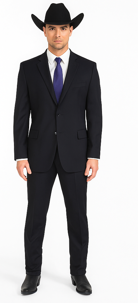 Authentic Braveman Men's Two Buttons Regular Fit Black Solid Suit With Flat Front Pant