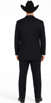 Authentic Men's Regular Fit Two Buttons Solid Dark Navy Blue Suits For Men With Flat Front Pants - Image 2