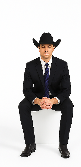 Authentic Braveman Men's Two Buttons Regular Fit Black Solid Suit With Flat Front Pant