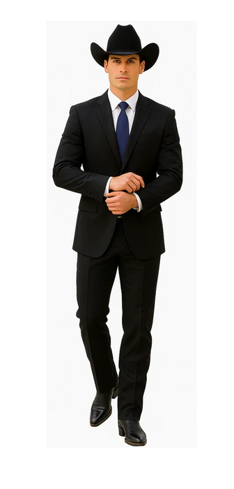 Authentic Braveman Men's Two Buttons Regular Fit Black Solid Suit With Flat Front Pant
