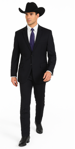 Authentic Braveman Men's Two Buttons Regular Fit Black Solid Suit With Flat Front Pant