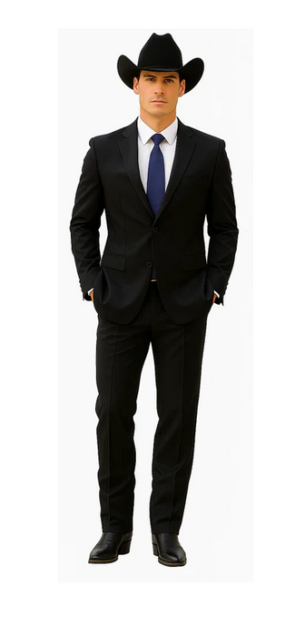 Authentic Braveman Men's Two Buttons Regular Fit Black Solid Suit With Flat Front Pant