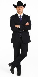 Authentic Braveman Men's Two Buttons Regular Fit Black Solid Suit With Flat Front Pant