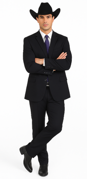 Authentic Men's Regular Fit Two Buttons Solid Dark Navy Blue Suits For Men With Flat Front Pants - Image 5