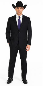 Authentic Braveman Men's Two Buttons Regular Fit Black Solid Suit With Flat Front Pant