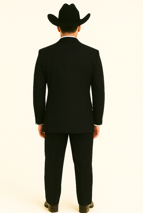 Authentic Braveman Men's Two Buttons Regular Fit Black Solid Suit With Flat Front Pants