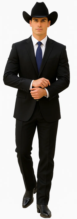 Authentic Braveman Men's Two Buttons Regular Fit Black Solid Suit With Flat Front Pants
