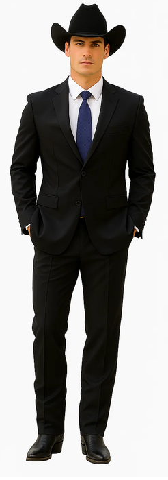 Authentic Braveman Men's Two Buttons Regular Fit Black Solid Suit With Flat Front Pants