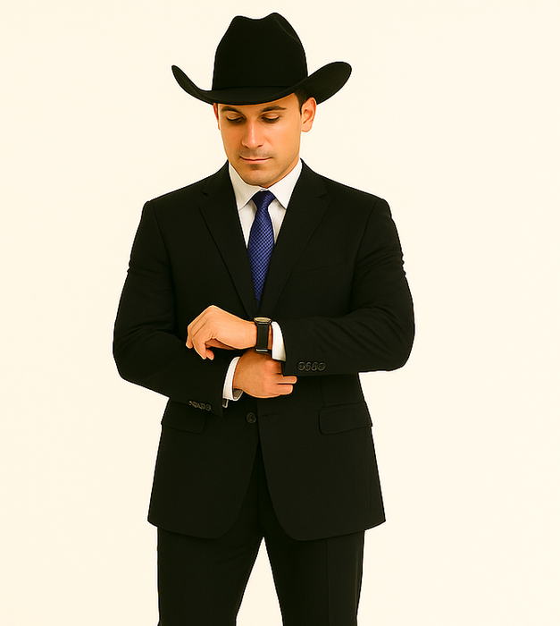 Authentic Braveman Men's Two Buttons Regular Fit Black Solid Suit With Flat Front Pants