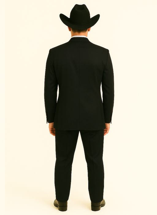 Authentic Braveman Men's Two Buttons Solid Black Suit Regular Fit