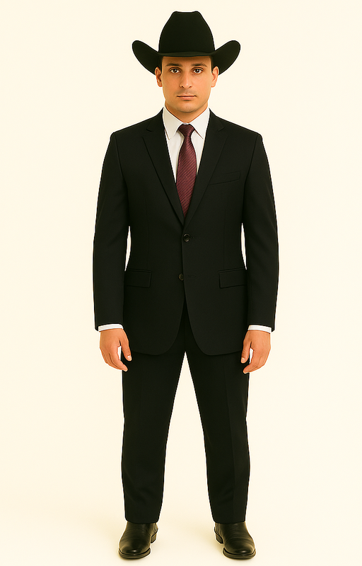 Authentic Braveman Men's Two Buttons Solid Black Suit Regular Fit