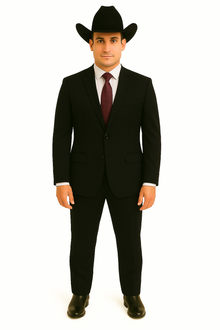 Authentic Braveman Men's Two Buttons Solid Black Suit Regular Fit