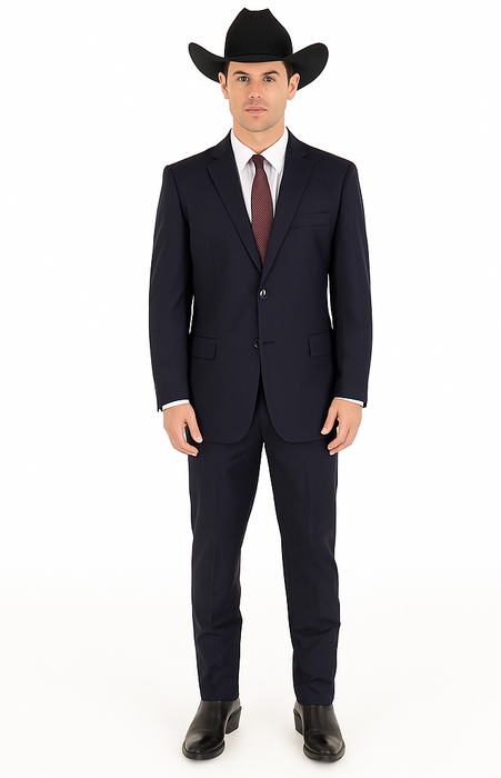 Authentic Braveman Men's Two Buttons Solid Black Suits Regular Fit