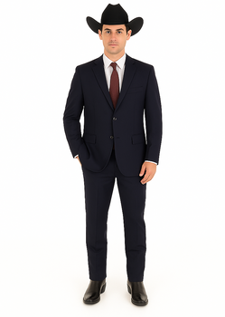 Authentic Braveman Men's Two Buttons Solid Black Suits Regular Fit - Image 8