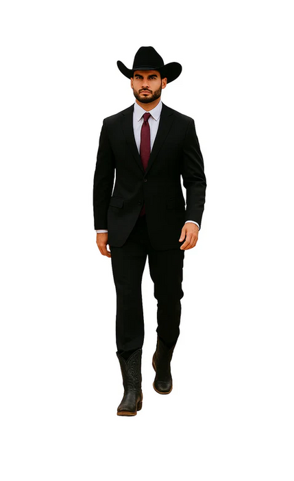Authentic Braveman Men's Two Buttons Solid Black Suits Regular Fit