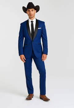 Authentic Braveman Men's Two Buttons Solid Blue Suit Regular Fit