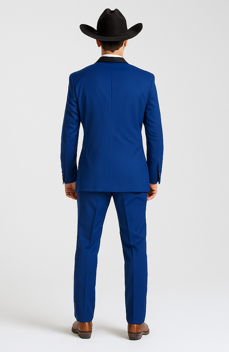 Authentic Braveman Men's Two Buttons Solid Blue Suit Regular Fit