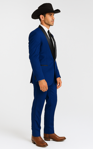 Authentic Braveman Men's Two Buttons Solid Blue Suit Regular Fit