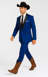 Authentic Braveman Men's Two Buttons Solid Blue Suit Regular Fit