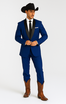 Authentic Braveman Men's Two Buttons Solid Blue Suit Regular Fit - Image 6