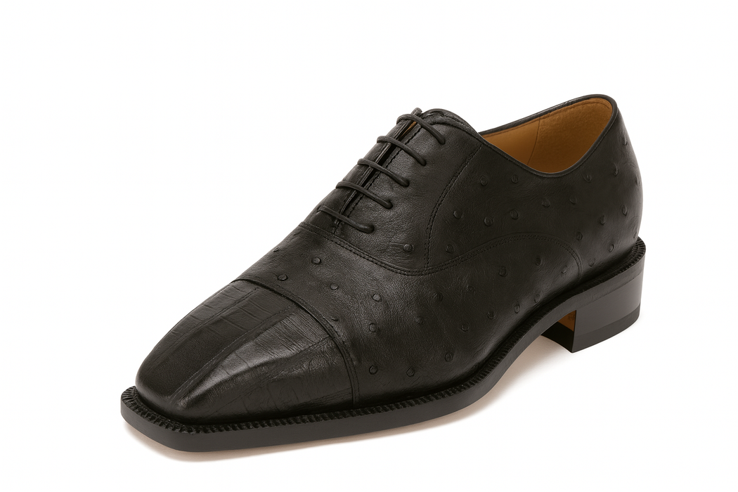Authentic Genuine Skin Italian Cap toe Lace UP Oxfords Style in Grey Shoes