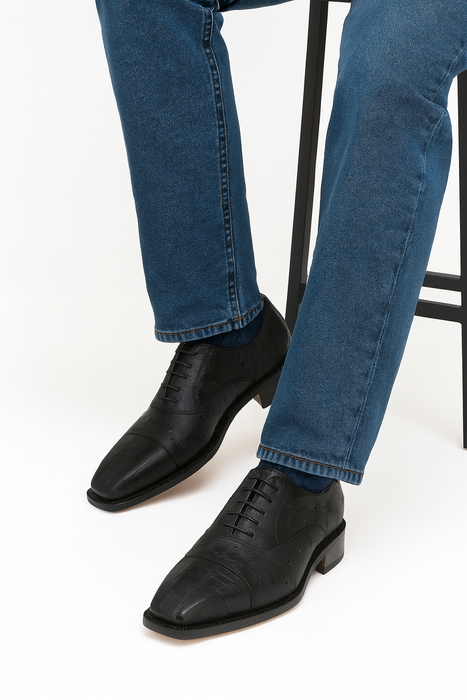 Authentic Genuine Skin Italian Cap toe Lace UP Oxfords Style in Grey Shoes