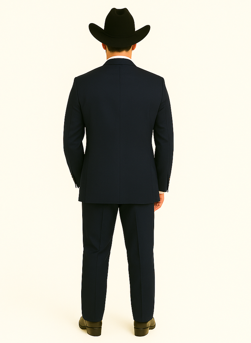 Authentic Men's Regular Fit Two Buttons Solid Dark Navy Blue Suit For Men With Flat Front Pants