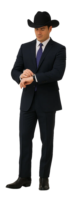 Authentic Men's Regular Fit Two Buttons Solid Dark Navy Blue Suit For Men With Flat Front Pants
