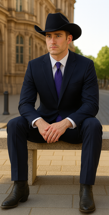 Authentic Men's Regular Fit Two Buttons Solid Dark Navy Blue Suits For Men With Flat Front Pants